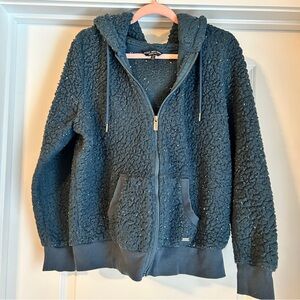 Marc New York Hooded Jacket Women’s XL Teddy Fleece Full Zip in Navy Blue